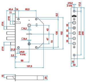 Врезные замки эльбор размеры
